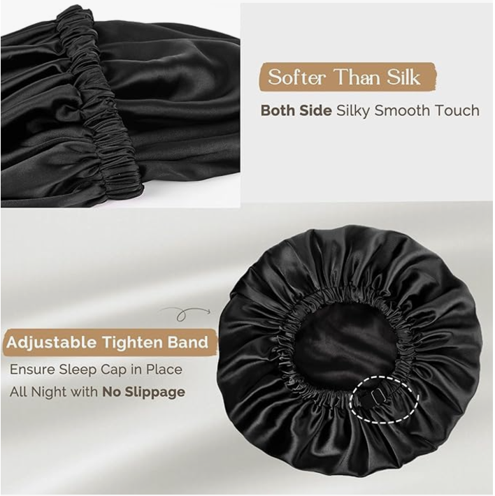 Adjustable Elastic Double Layer Reversible Satin Bonnet